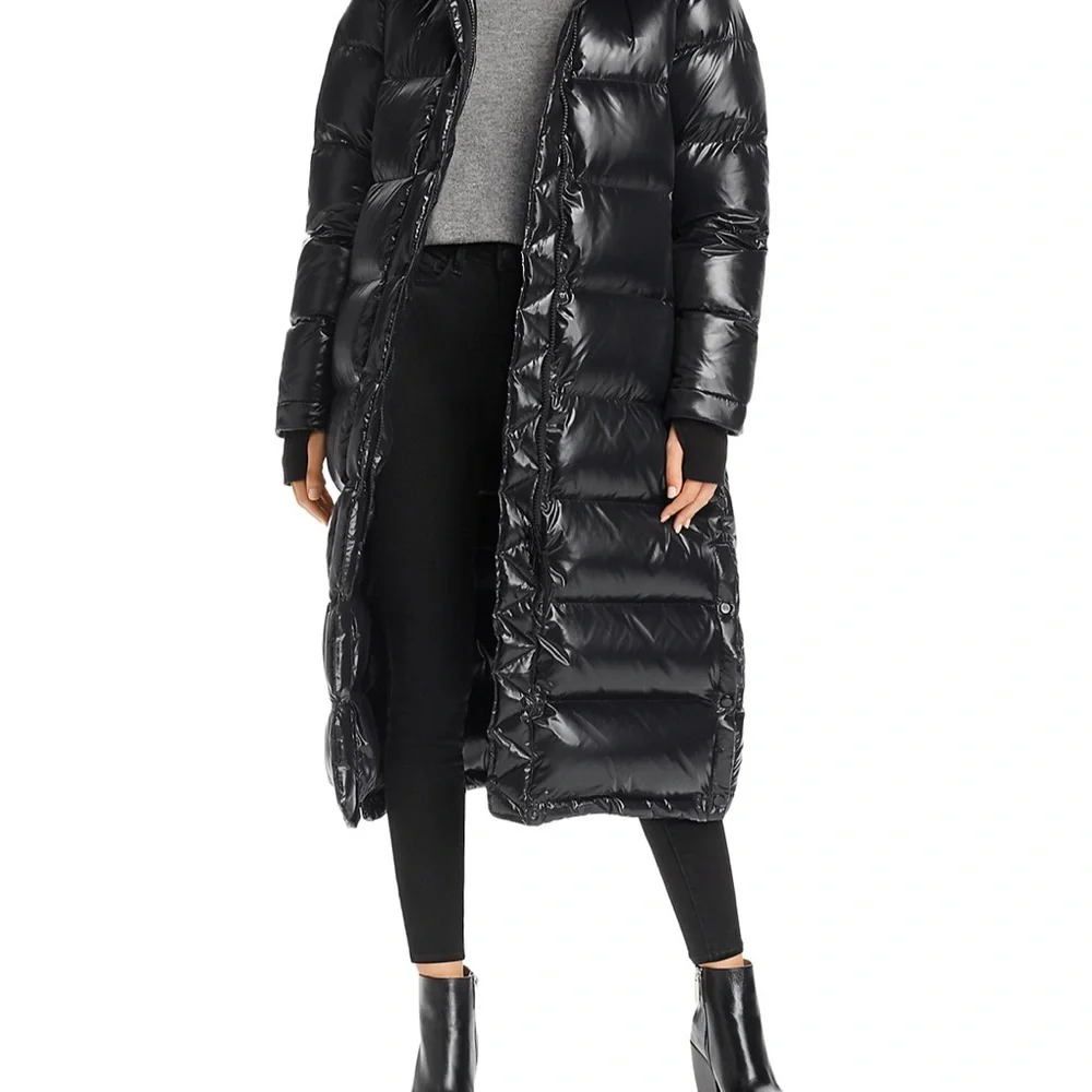 Aqua Glossy Hooded Puffer Jacket S - Picture 1 of 4